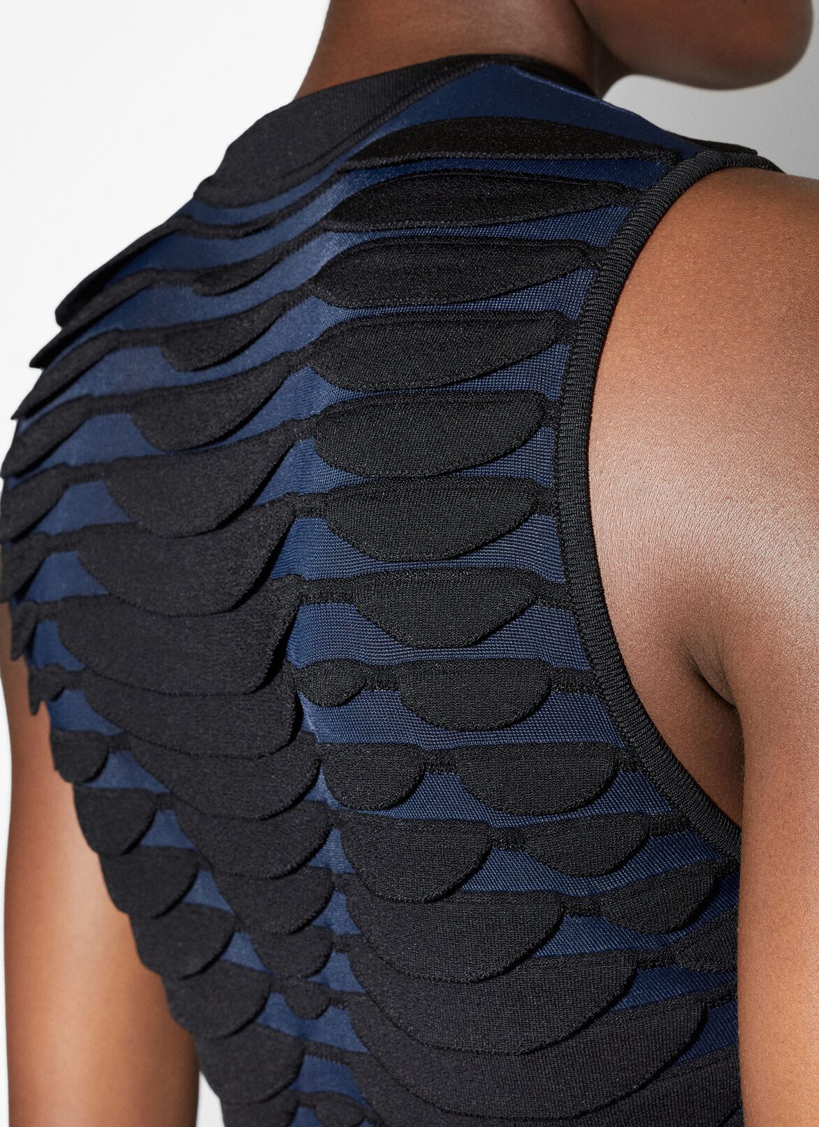 Short dress in python knit ALAÏA BLUE SHORT DRESS IN PYTHON KNIT